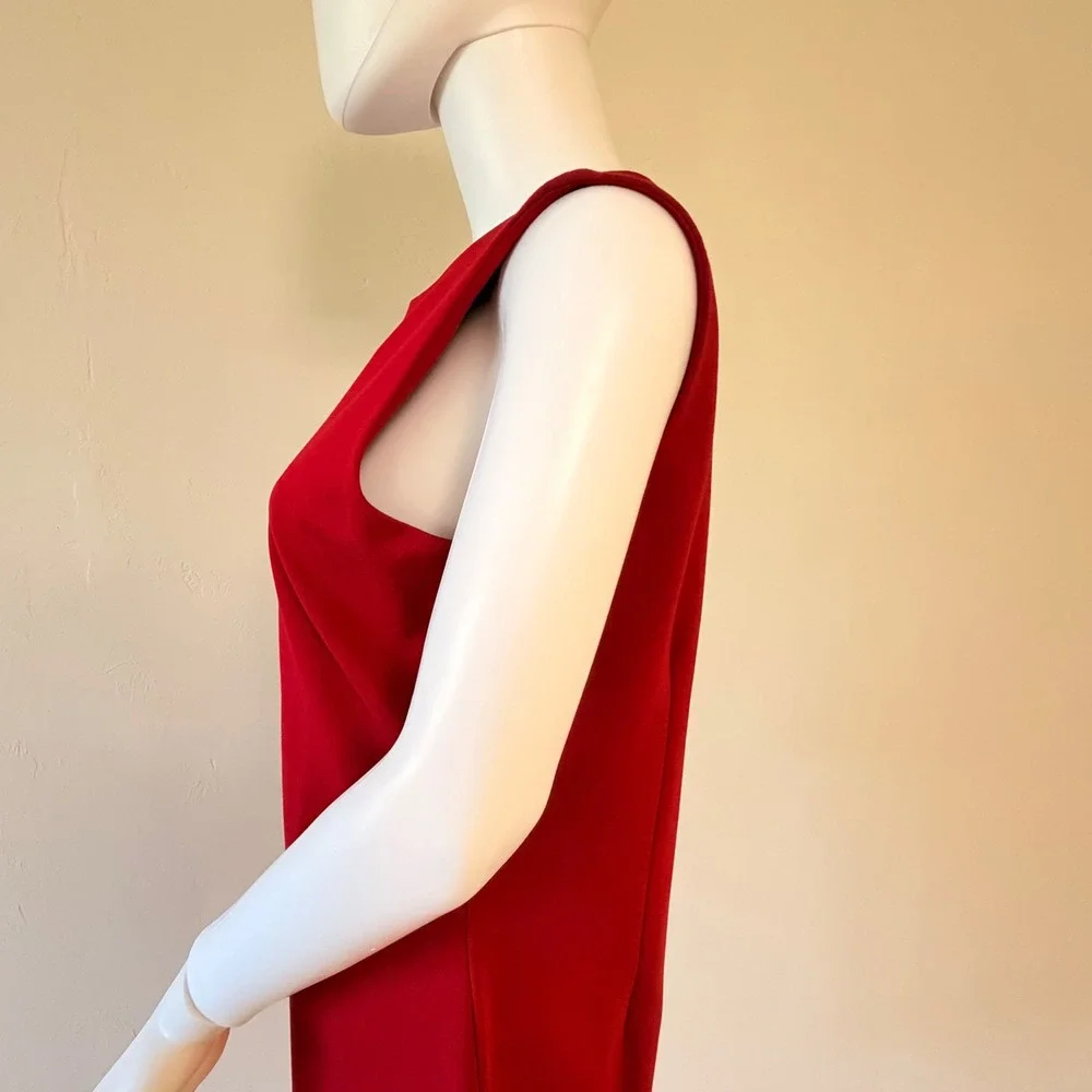 J.McLaughlin Devonshire Dress Holiday Red Sleeveless Sheath Midi Womens Size M - Picture 5 of 10